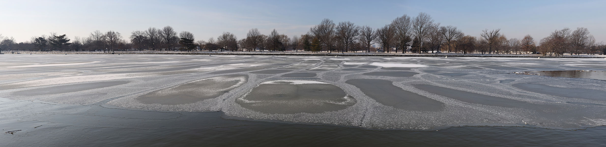 Splotches of Pancake Ice on Water